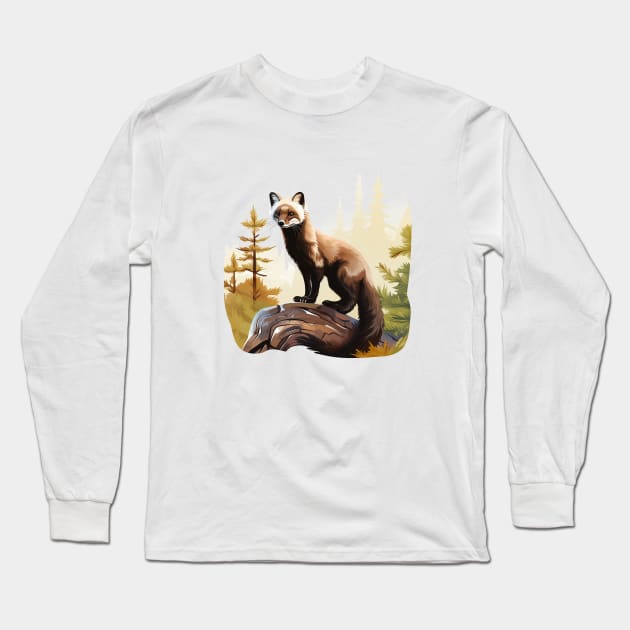 Pine Marten Long Sleeve T-Shirt by zooleisurelife